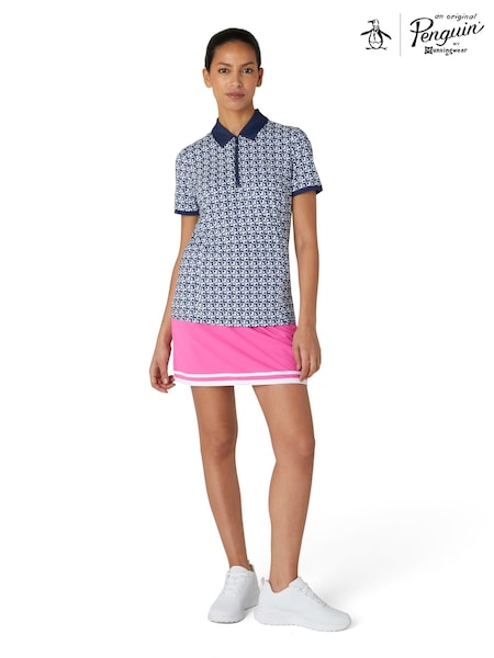 Original Penguin Golf Geo Print Short Sleeve Black Polo Shirt (AA8859) | £65