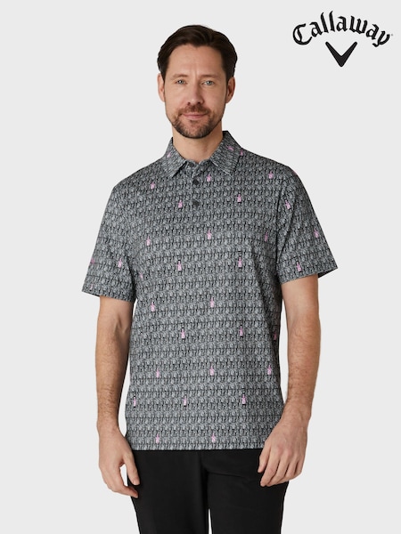 Callaway Apparel Grey Scotch Bottle Novelty Print Polo Shirt (AA8864) | £50