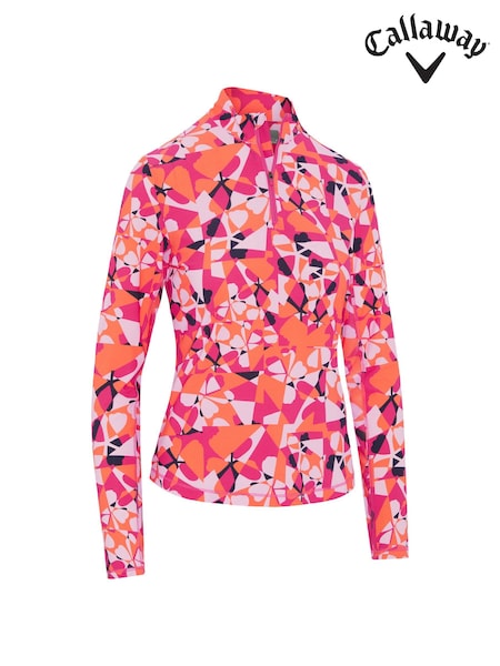 Callaway Apparel Pink Geometric Floral Print Sun Protection Top (AA8874) | £65