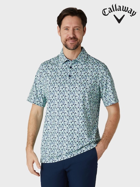 Callaway Apparel Blue Abstract Geo Print Polo Shirt (AA8880) | £50
