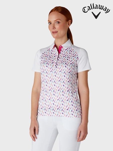 Callaway Apparel Parrot Print Novelty White Polo Shirt (AA8881) | £50