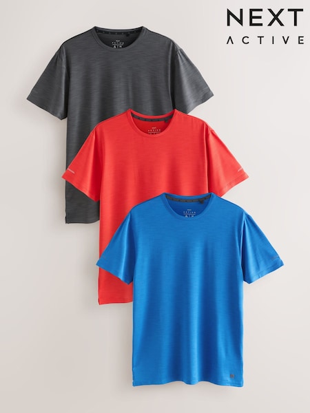 Charcoal Grey/Red/Blue Active Gym Training T-Shirt (AA8919) | £45