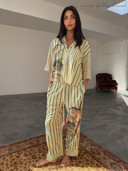 Never Fully Dressed Green Toucan Viscose Pyjama Set (AA9035) | £65
