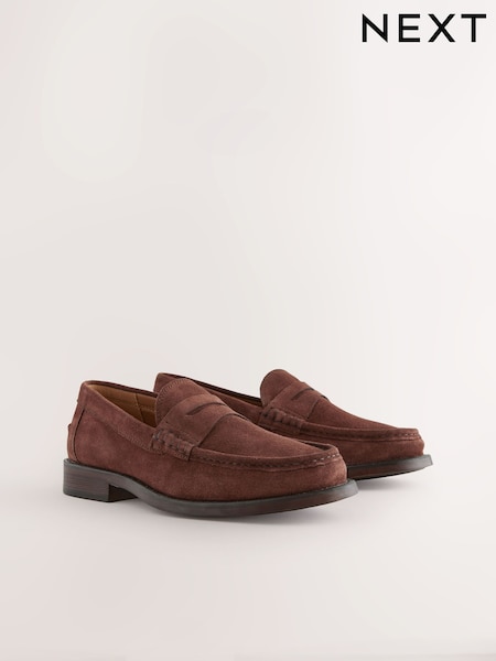 Rust Brown Standard Fit Suede Penny Loafers (AA9488) | £50