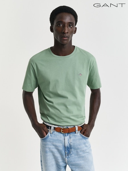 GANT Light Green Regular-Fit Shield 100% Cotton T-Shirt (AA9541) | £40