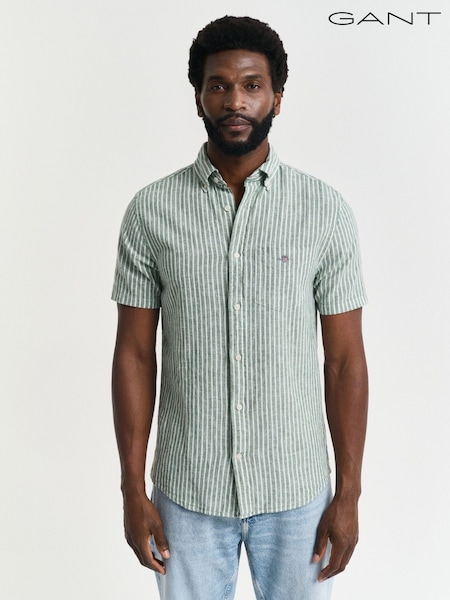 GANT Green Linen Blend Short Sleeve Shirt (AA9548) | £95