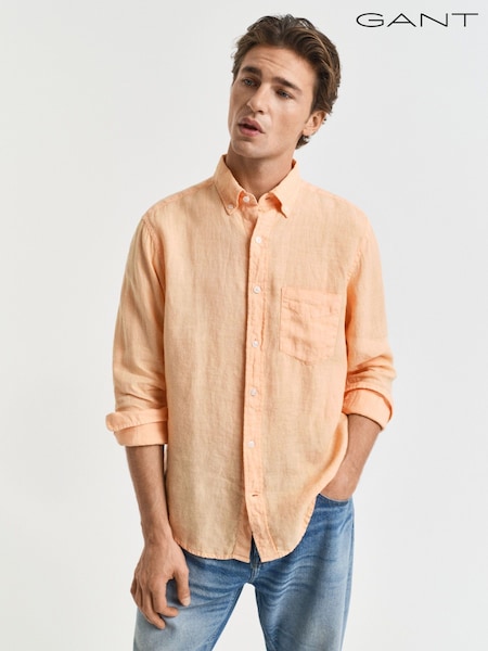 GANT Orange Regular Fit Garment Dyed 100% Cotton Shirt (AA9553) | £125