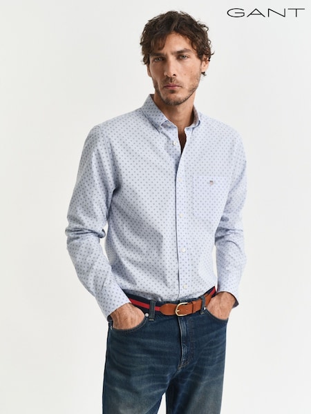 GANT Light Blue Micro Print Cotton Shirt (AA9573) | £100