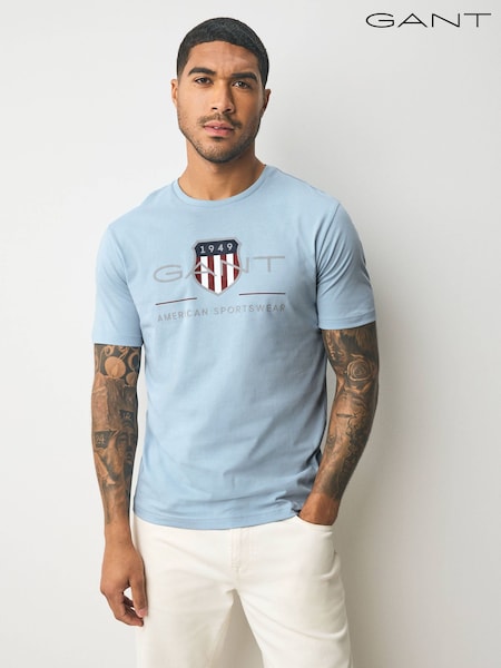 GANT Light Blue Regular Fit Short Sleeve Archive Shield T-Shirt (AA9598) | £45