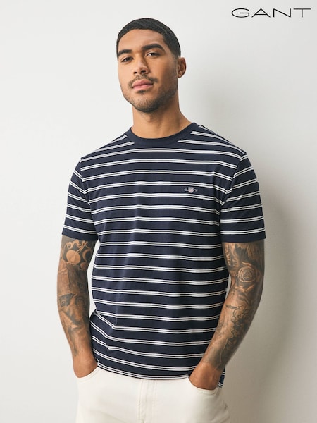 GANT Navy Short Sleeve Striped T-Shirt (AA9601) | £45