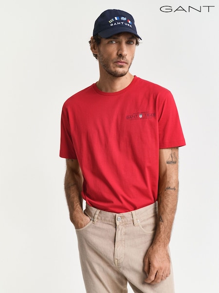 GANT Red Short Sleeve 100% Cotton T-Shirt (AA9610) | £35