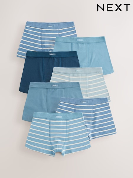Blue Stripe Soft Waistband Trunks 7 Pack (2-16yrs) (AA9656) | £19 - £24