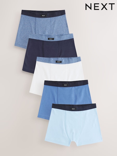 Blue Soft Waistband Trunks 5 Pack (2-16yrs) (AA9667) | £14 - £19