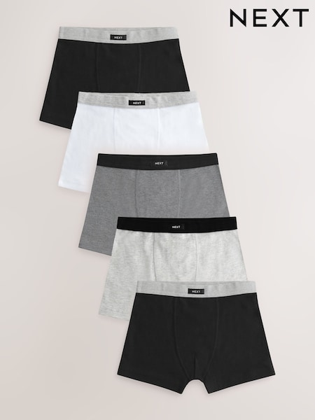 Grey Soft Waistband Trunks 5 Pack (2-16yrs) (AA9670) | £14 - £19