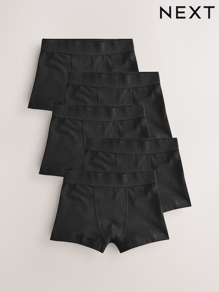 Black With Black Waistband Trunks 5 Pack (1.5-16yrs) (AA9675) | £14 - £19