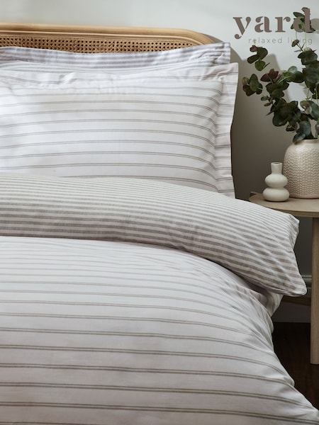 Yard Taupe Bramham Stripe 100% Cotton Duvet Set (AA9959) | £26 - £48