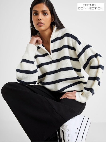 French Connection White Half Knit Vhari Jumper (AB1094) | £65