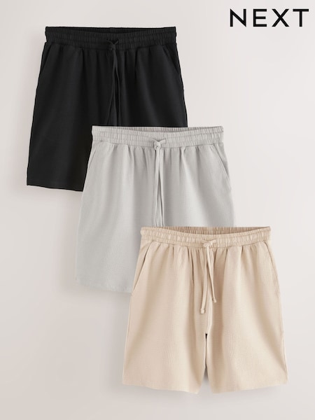 Black/Grey Jersey Seersucker Shirt and Shorts Set 3 Pack (AB1245) | £42