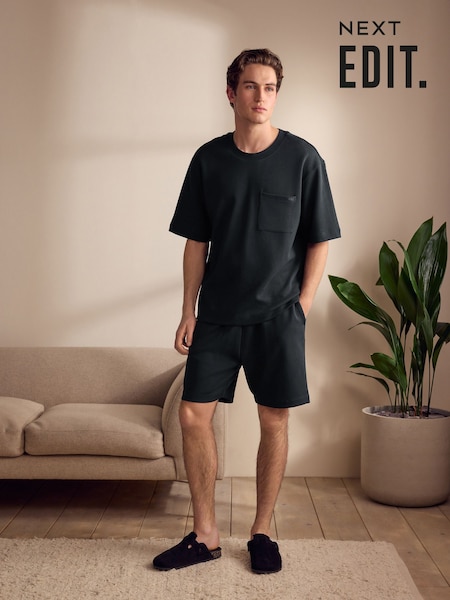 Black EDIT Short Sleeve T-Shirt And Shorts Co-Ord Set (AB1253) | £36