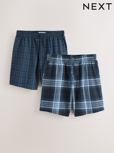 Navy Blue Check Woven Pyjamas Bottoms 2 Pack (AB1272) | £28
