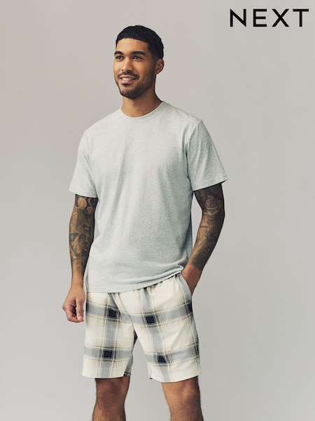 Stone/Black Motionflex Cosy Shorts Pyjamas Set (AB1280) | £26
