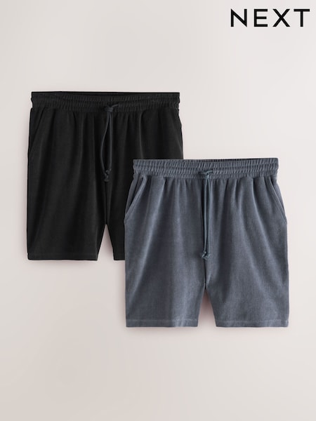 Dusky Blue/Black Towelling Shorts 2 Pack (AB1299) | £36