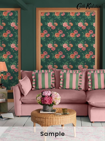 Cath Kidston Green Archive Rose A4 Wallpaper Sample (AB1449) | £1