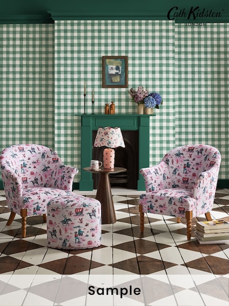 Cath Kidston Green Painted Gingham A4 Wallpaper Sample (AB1453) | £1