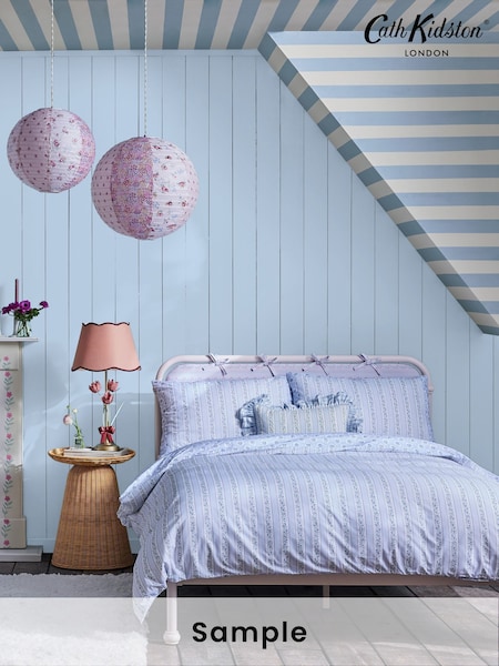 Cath Kidston Blue Canopy Stripe A4 Wallpaper Sample (AB1457) | £1
