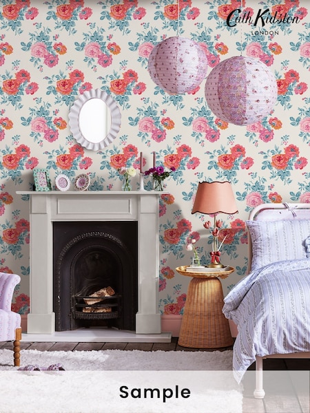 Cath Kidston Blue & Pink Archive Rose A4 Wallpaper Sample (AB1468) | £1