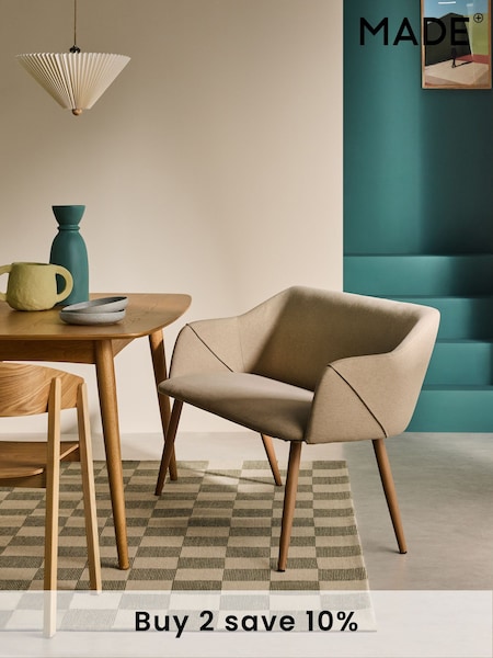 MADE.COM Ecru Marl and Oak Legs Lule Dining Bench (AB1497) | £379