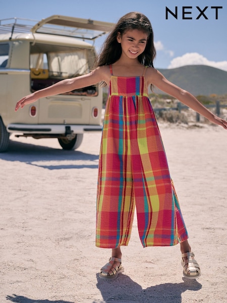 Bright Check Wide Leg Playsuit (3-16yrs) (AB1549) | £22 - £27