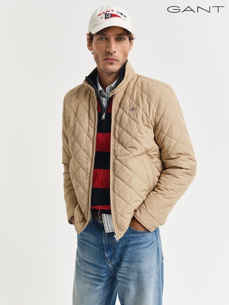 GANT Tan Brown 100% Cotton Quilted Windcheater Jacket (AB1626) | £190