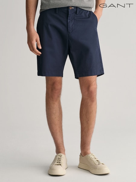 GANT Navy 100% Cotton Slim Twill Shorts (AB1651) | £90