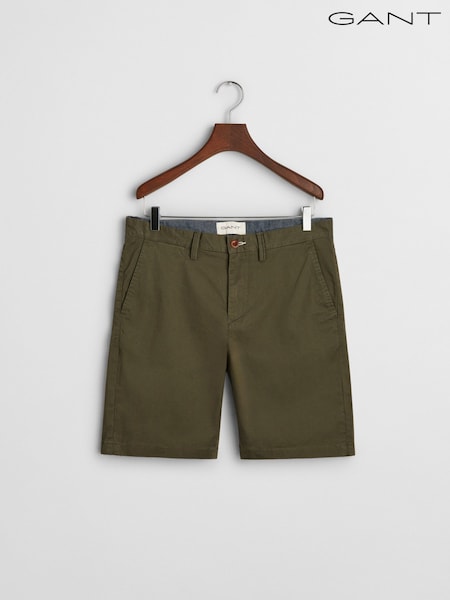 GANT Green 100% Cotton Slim Twill Shorts (AB1652) | £90