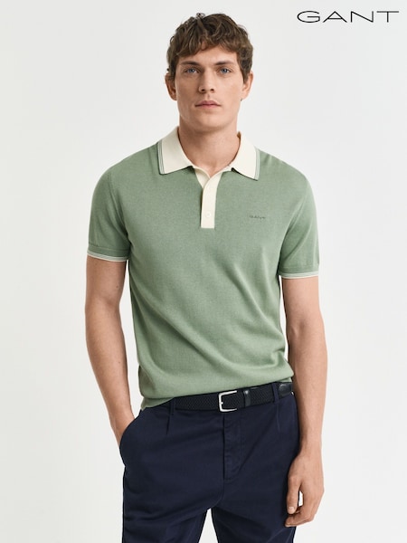 GANT Green 100% Cotton Short Sleeve Modal Blend Polo Shirt (AB1676) | £120