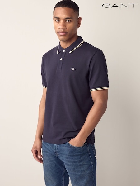 GANT Navy Tipped Polo Shirt (AB1683) | £95