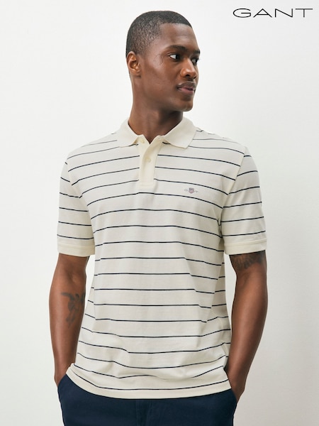 GANT Cream Stripe Polo Shirt (AB1685) | £95