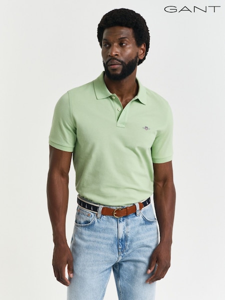 GANT Lime Green Shield Logo Pique Polo Shirt (AB1692) | £79