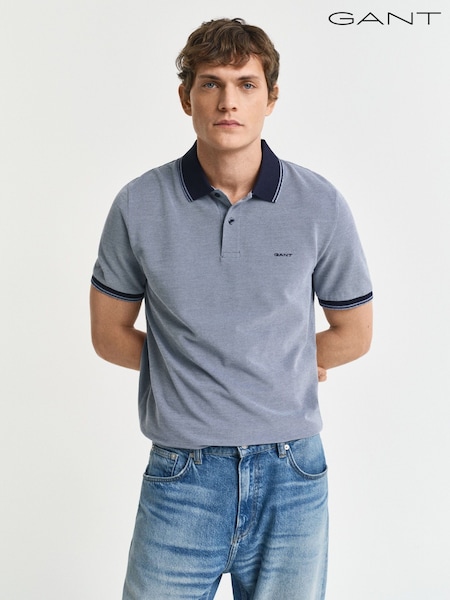 GANT Navy Short Sleeve Oxford Pique Polo Shirt (AB1700) | £95
