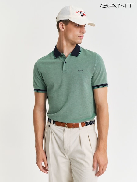 GANT Green Short Sleeve Oxford Pique Polo Shirt (AB1701) | £95