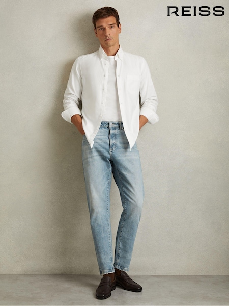 Reiss Light Blue Wash Rathbone Relaxed-Fit Cropped Jeans (AB2024) | £110