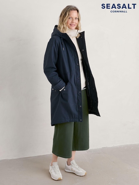Seasalt Cornwall Blue Petite Plant Waterproof Hunter 2 Coat (AB2243) | £165