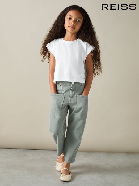Reiss White Terry 4-9 yrs Cotton-Jersey Cropped T-Shirt (AB2354) | £10