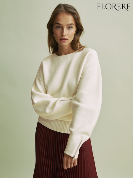 Florere Wool Blend Boxy Blouson Sleeve Jumper (AB2388) | £74