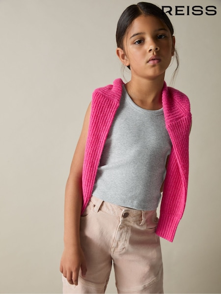 Reiss Grey Violet 4-9 yrs Cotton Blend Ribbed Vest (AB2439) | £8
