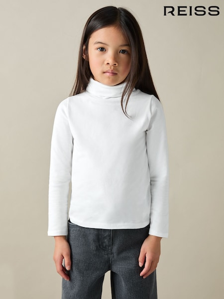 Reiss Ivory Carey 4-9 yrs Cotton-Jersey Roll-Neck Top with Stretch (AB2442) | £12