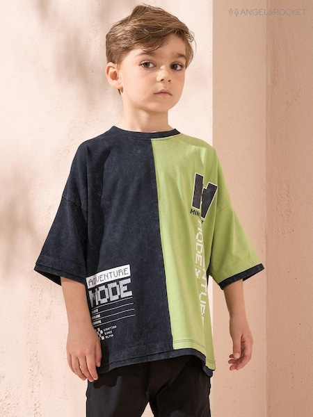 Angel & Rocket Black Minecraft Colourblock Graphic 100% Cotton T-Shirt (AB2623) | £18 - £22