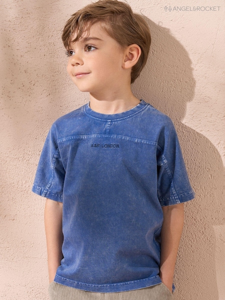 Angel & Rocket Blue Evan Yoke Detail Washed 100% Cotton T-Shirt (AB2674) | £12 - £16