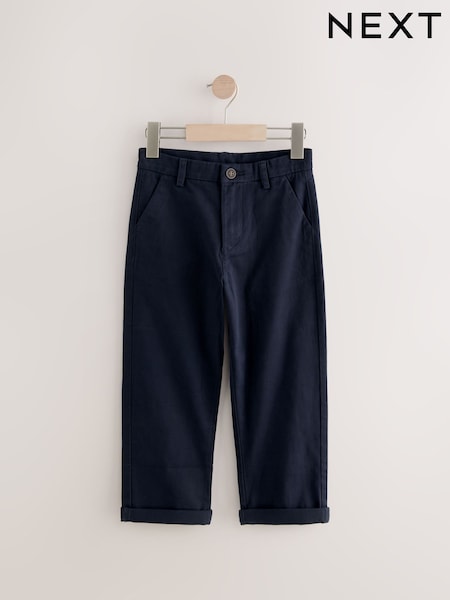 Navy Blue Wide Fit Stretch Chino Trousers (3-17yrs) (AB2780) | £11 - £16